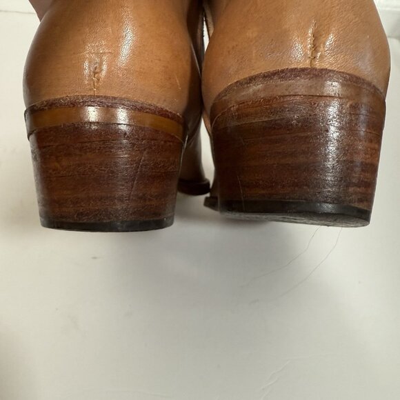 Vintage Leather Riding Boots Women's Tan Knee High Size 7 Campus Boho Y2K - Picture 9 of 16